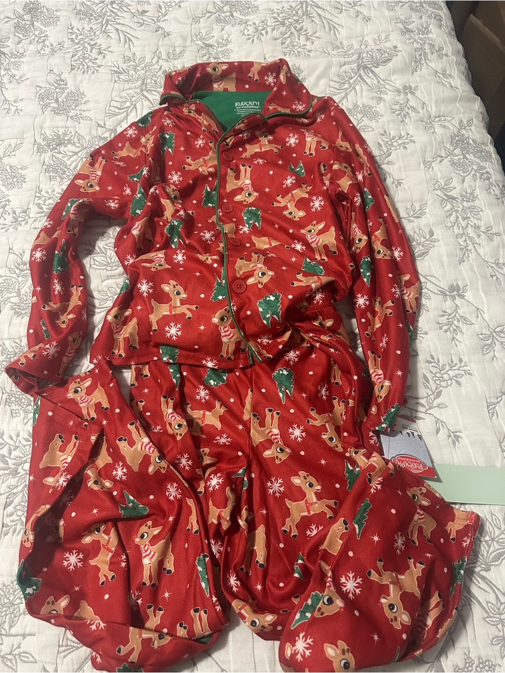 Kids Red Reindeer Holiday Pajama Set by Komar